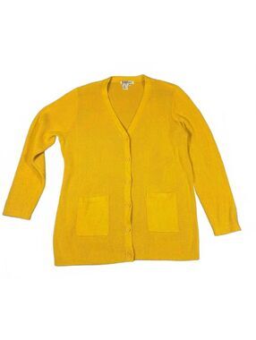 WinterSilks Silk Blend Cardigan Womens XL Yellow Lightweight Sweater